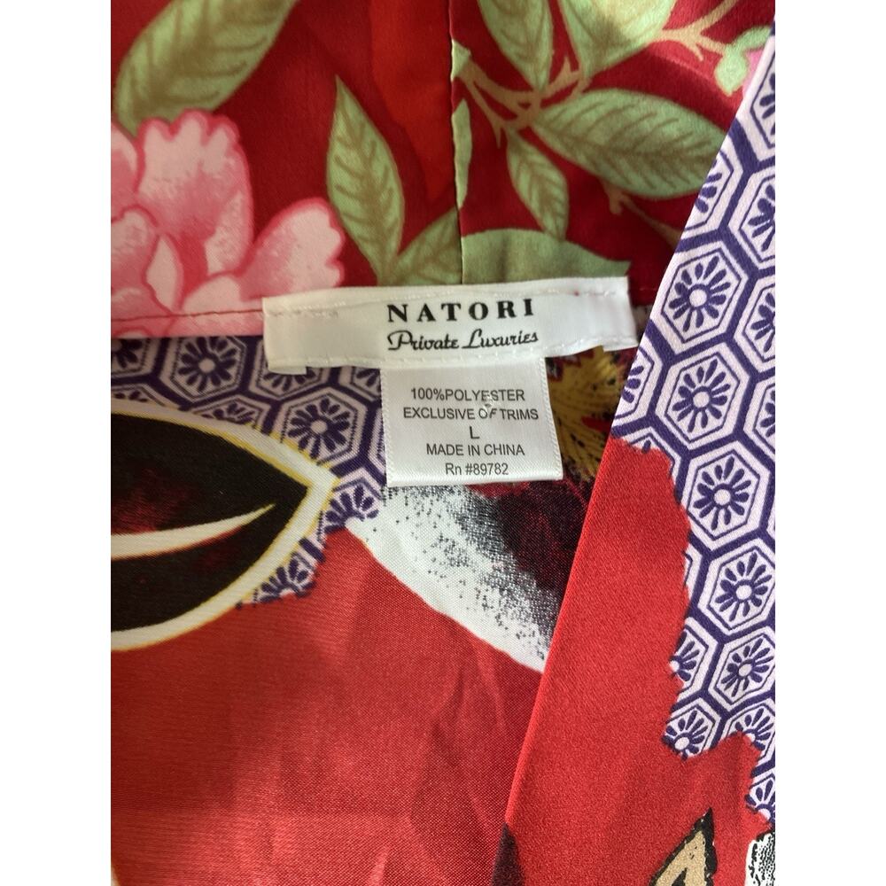 Natori Private Luxuries Mikado Robe Red Satin Kimono Style Sz L Vintage, Boho - Picture 4 of 5